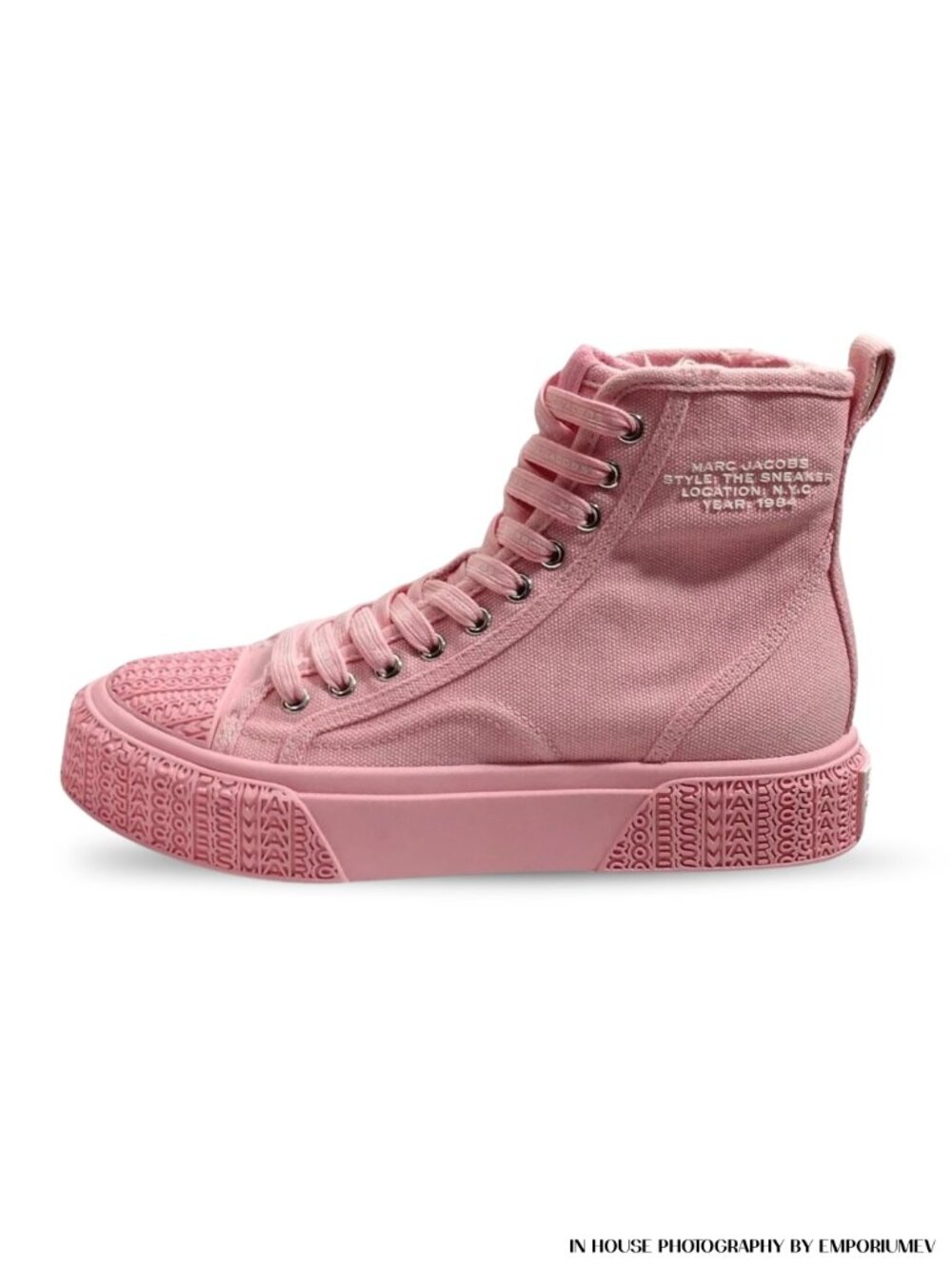 Marc Jacobs The High Top Womens Sneakers Ribbon Pink Canvas EU 35 0566